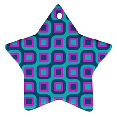 Blue Purple Squares Pattern Star Ornament (two Sides) by LalyLauraFLM