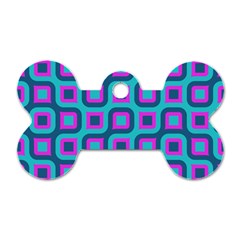 Blue Purple Squares Pattern Dog Tag Bone (two Sides) by LalyLauraFLM