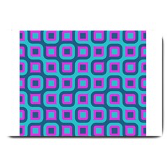 Blue Purple Squares Pattern Large Doormat by LalyLauraFLM