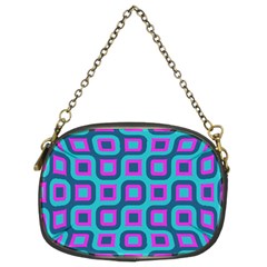 Blue Purple Squares Pattern Chain Purse (two Sides)