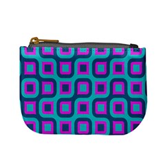 Blue Purple Squares Pattern Mini Coin Purse by LalyLauraFLM