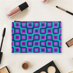 Blue Purple Squares Pattern Cosmetic Bag (medium)