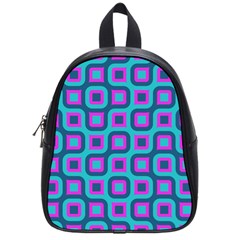 Blue Purple Squares Pattern School Bag (small)