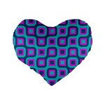 Blue purple squares pattern 16  Premium Heart Shape Cushion  Back