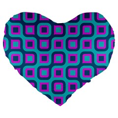 Blue Purple Squares Pattern 19  Premium Heart Shape Cushion