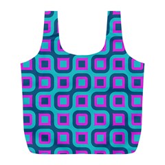 Blue Purple Squares Pattern Full Print Recycle Bag (l) by LalyLauraFLM