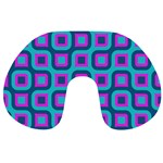 Blue purple squares pattern Travel Neck Pillow Back