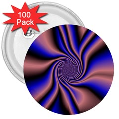 Purple Blue Swirl 3  Button (100 Pack)