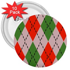 Argyle Pattern Abstract Design 3  Button (10 Pack) by LalyLauraFLM