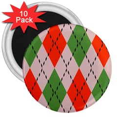 Argyle Pattern Abstract Design 3  Magnet (10 Pack)