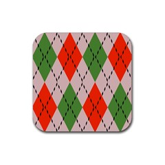 Argyle Pattern Abstract Design Rubber Coaster (square) by LalyLauraFLM