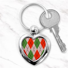 Argyle Pattern Abstract Design Key Chain (heart)