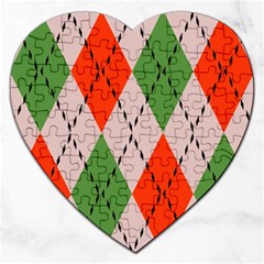 Argyle Pattern Abstract Design Jigsaw Puzzle (heart) by LalyLauraFLM