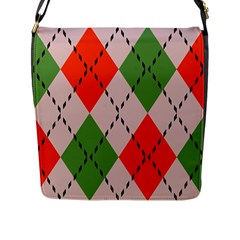 Argyle Pattern Abstract Design Flap Closure Messenger Bag (large)