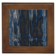 Blue Black Texture Framed Tile by LalyLauraFLM