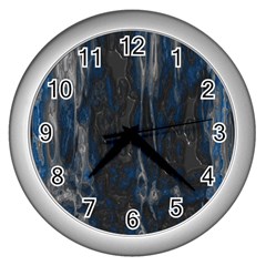 Blue Black Texture Wall Clock (silver)