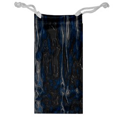 Blue Black Texture Jewelry Bag by LalyLauraFLM