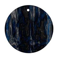 Blue Black Texture Round Ornament (two Sides) by LalyLauraFLM