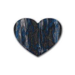 Blue Black Texture Rubber Coaster (heart)