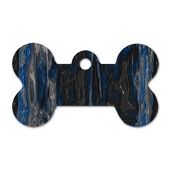 Blue Black Texture Dog Tag Bone (one Side)