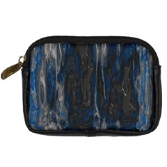 Blue Black Texture Digital Camera Leather Case by LalyLauraFLM