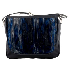 Blue Black Texture Messenger Bag by LalyLauraFLM