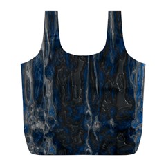 Blue Black Texture Full Print Recycle Bag (l)