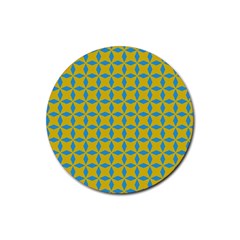 Blue Diamonds Pattern Rubber Coaster (round) by LalyLauraFLM