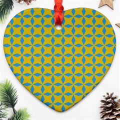 Blue Diamonds Pattern Heart Ornament (two Sides)