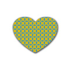 Blue Diamonds Pattern Rubber Coaster (heart)