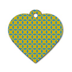 Blue Diamonds Pattern Dog Tag Heart (one Side)