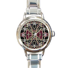 Tribal Style Ornate Grunge Pattern  Round Italian Charm Watch by dflcprints