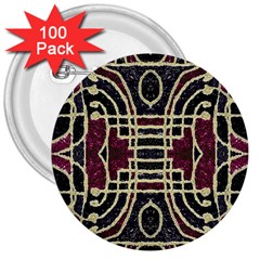 Tribal Style Ornate Grunge Pattern  3  Button (100 Pack)