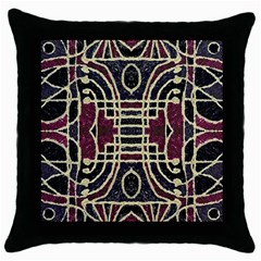 Tribal Style Ornate Grunge Pattern  Black Throw Pillow Case by dflcprints