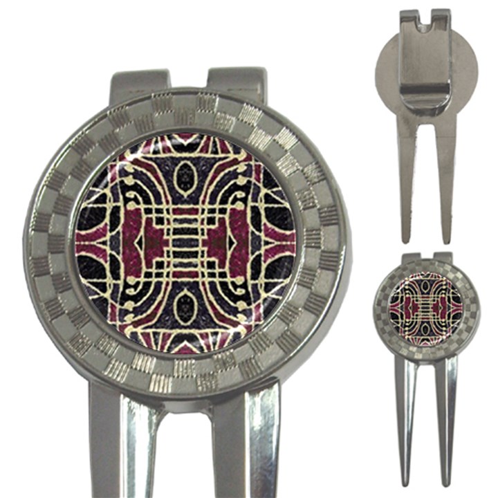 Tribal Style Ornate Grunge Pattern  Golf Pitchfork & Ball Marker