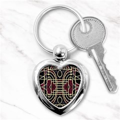 Tribal Style Ornate Grunge Pattern  Key Chain (heart) by dflcprints