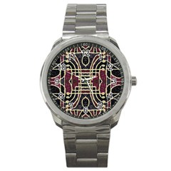 Tribal Style Ornate Grunge Pattern  Sport Metal Watch by dflcprints