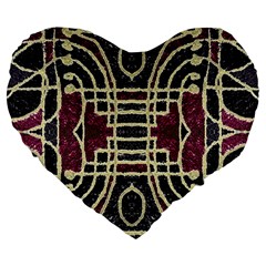 Tribal Style Ornate Grunge Pattern  19  Premium Heart Shape Cushion