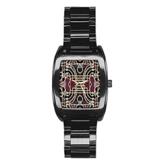 Tribal Style Ornate Grunge Pattern  Stainless Steel Barrel Watch by dflcprints