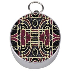 Tribal Style Ornate Grunge Pattern  Silver Compass by dflcprints