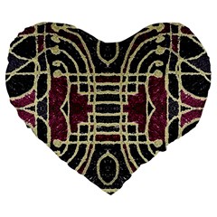 Tribal Style Ornate Grunge Pattern  19  Premium Flano Heart Shape Cushion by dflcprints