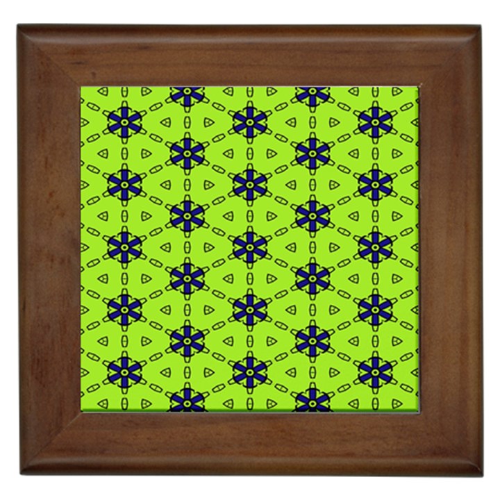 Blue flowers pattern Framed Tile