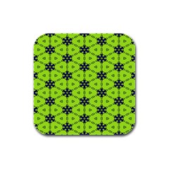 Blue Flowers Pattern Rubber Square Coaster (4 Pack)