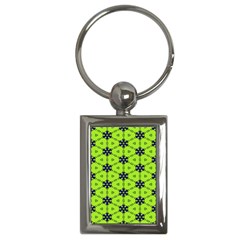 Blue Flowers Pattern Key Chain (rectangle)