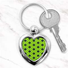 Blue Flowers Pattern Key Chain (heart)