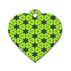 Blue Flowers Pattern Dog Tag Heart (one Side) by LalyLauraFLM