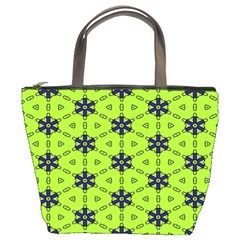 Blue Flowers Pattern Bucket Bag