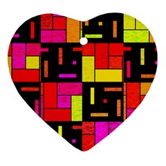 Squares And Rectangles Ornament (heart) by LalyLauraFLM