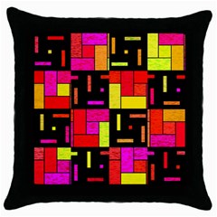 Squares And Rectangles Throw Pillow Case (black) by LalyLauraFLM