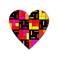 Squares And Rectangles Magnet (heart) by LalyLauraFLM